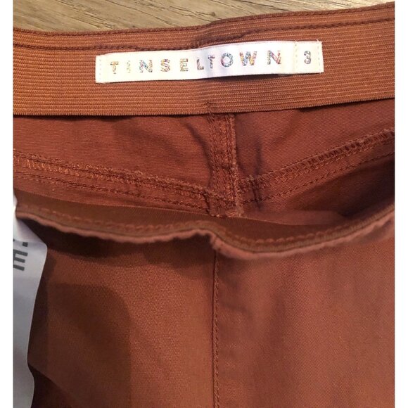 TINSELTOWN -WOMENS BROWN PULL ON FLARE CORDUROY PANTS - HI-RISE SIZE 3 - Picture 3 of 7